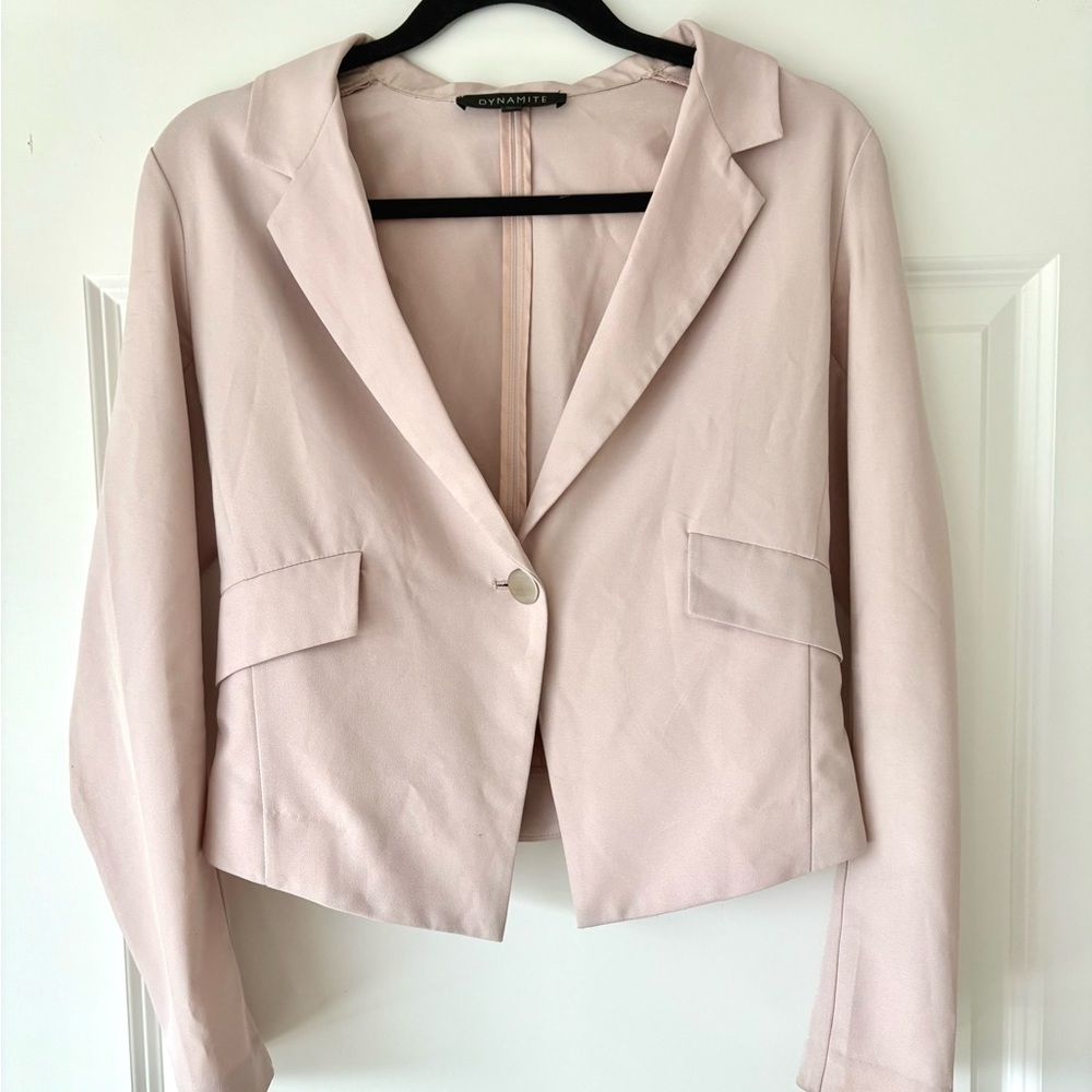 Dynamite Pink Cropped Blazer Lightweight Tailored